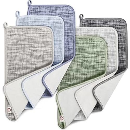 100% Cotton Muslin Burp Cloths Sets 6 Pack 20x10inch Large Burping Clothes Extra Soft Absorbent for Newborn Unisex Baby Girls and Boys (Summer)