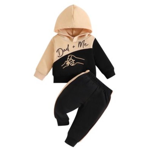 Gerichy Toddler Baby Boy Clothes Baby Boy Outfits Hooded Long Sleeve Letter Print Tops Ripped Pants Set Baby Boy Clothes 2PCS Fall Winter Outfits Letter Print Boys Long Sleeve Hoodie Top Pants Set