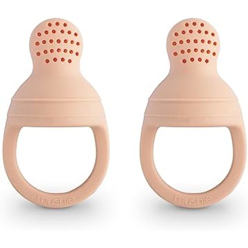 mushie Silicone Baby Fresh Fruit & Food Feeder Pacifier | 6 Months+ (Blush)