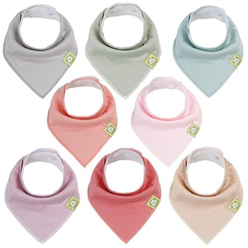 Organic Baby Bandana Drool Bibs for Girls - 8-Pack Baby Drool Bib (Muted Pastel)