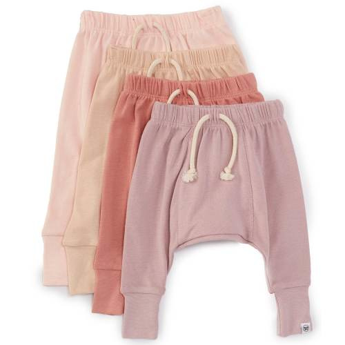 Honest Baby Girls Newborn-24 Months Pull-On Pants 4-Pack Set