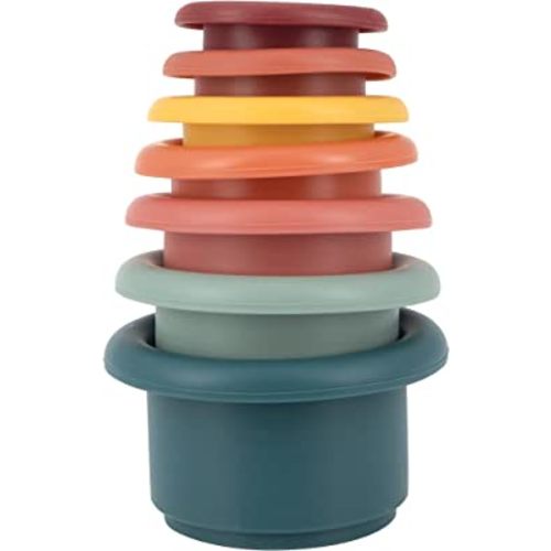 Nuby Stacking Soft Silicone Cups Interactive Toy, Promotes Coordination, Seven Piece (Colors May Vary)