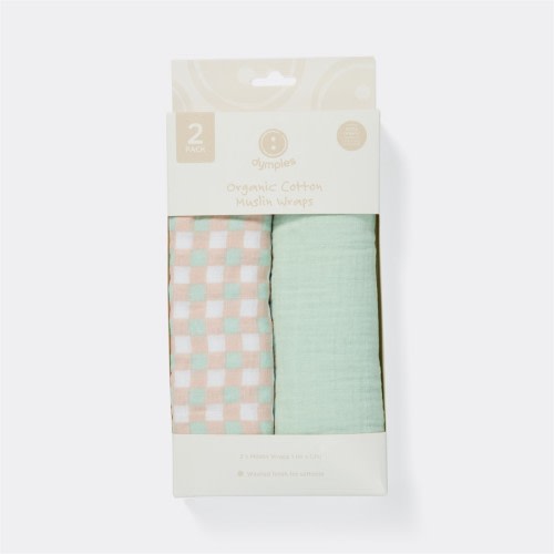 Dymples Cotton Print Muslin Wraps 2 Pack - Pink