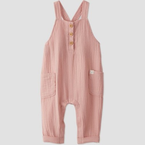 little Planet By Carter's Baby Gauze Overalls - Pink, Size: Newborn