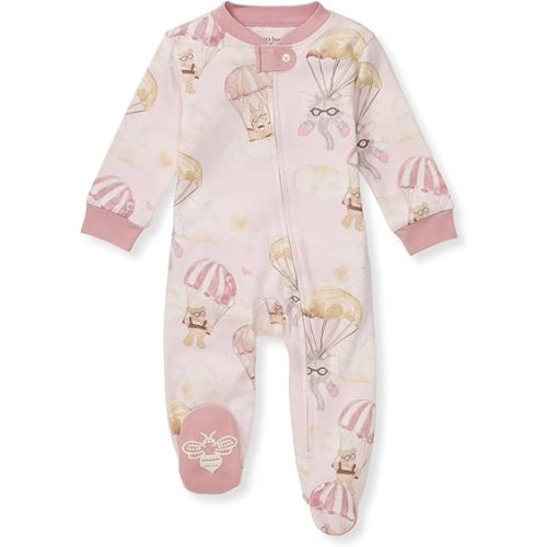 Burt's Bees Baby Girls Footed One-Piece Pajamas, Sleep and Play Loose Fit, 100% Organic Cotton, Sizes NB to 6-9 Months