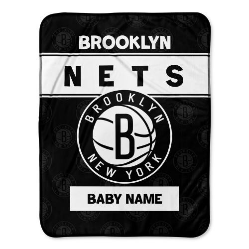 Brooklyn Nets 30" x 40" Personalized Baby Blanket
