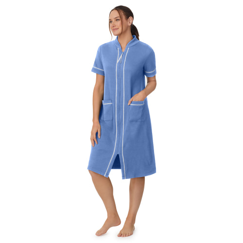 Aria Short Sleeve Zip Front Robe with pockets, Women's Sizes XS-5X