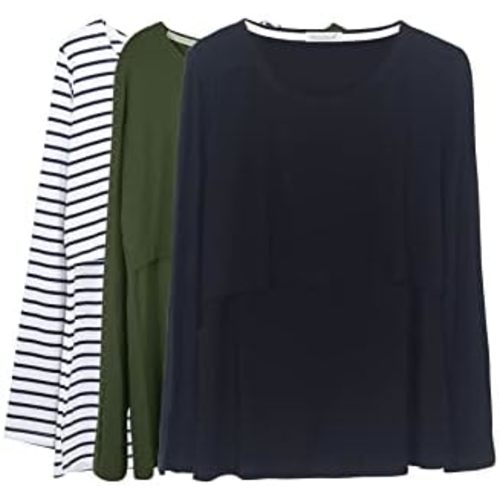 Smallshow Women's Nursing Tops Long Sleeve Shirts for Breastfeeding 3-Pack