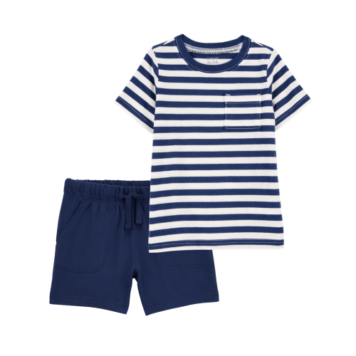 Baby 2-Piece Striped Tee & French Terry Shorts Set - Carter's | Carter's