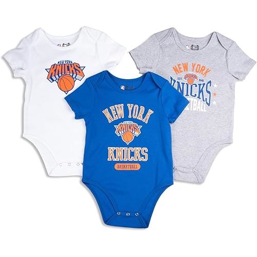 Ultra Game Unisex NBA Official Baby Super Soft Cotton 3 Pack Baby Creeper Bodysuit