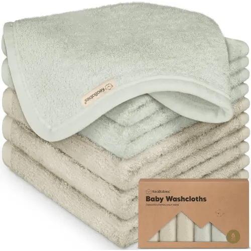 6-Pack Baby Washcloths - Soft Absorbent Viscose from Bamboo Wash Cloths for Babies, Kids, Toddlers, Infant, Newborn Bath Towels, Gentle on Sensitive Skin, 10x10 Reusable Face Towels (Stone/Dove)