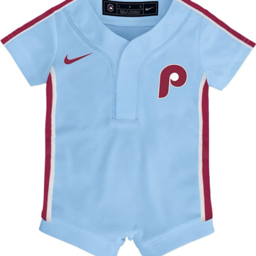Philadelphia Phillies Nike Baby LIGHT BLUE Alt 2 Replica Romper Baseball Jersey - 133418371