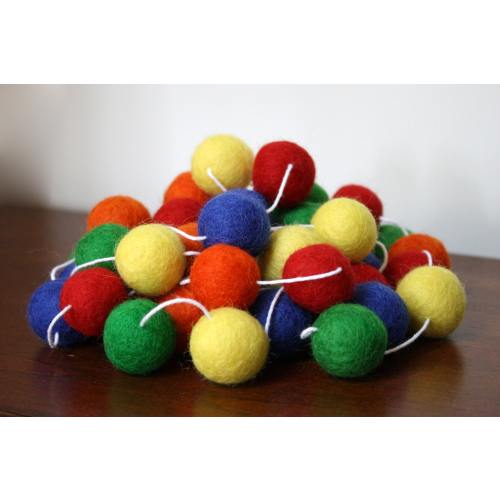 20 foot Primary Felt Ball Garland