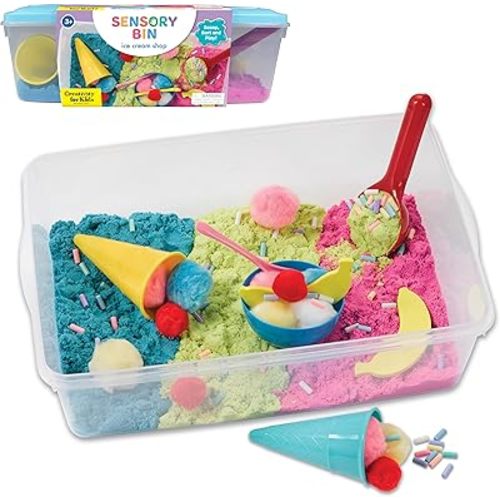Creativity for Kids Sensory Bin: Ice Cream Shop Playset - Toddler Learning Toys for Kids Ages 3-4+, Pretend Play Ice Cream Set, Kids Gifts for Girls and Boys
