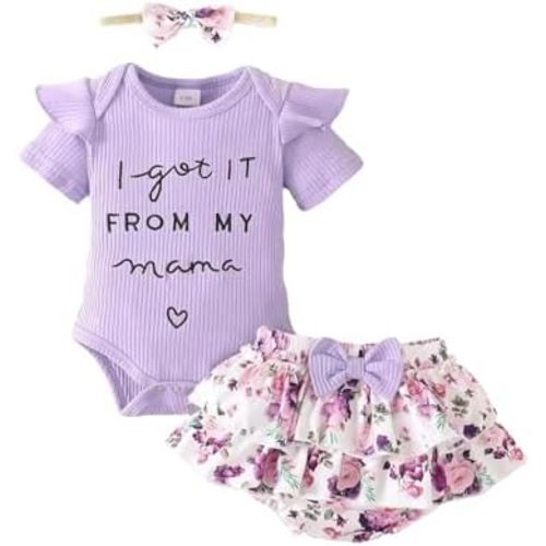 RONGTAI Baby Girl Clothes I Get It Form My MaMa Newborn Infant Outfits Preemie Girls Set with Headband 0-18 Months