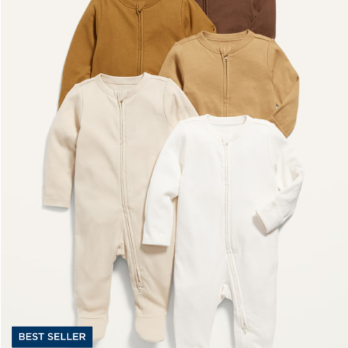 Unisex 2-Way-Zip Sleep & Play Footed One-Piece 5-Pack for Baby | Old Navy