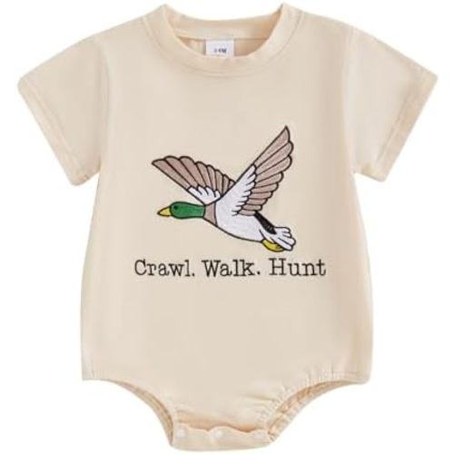 Chloefairy Duck Hunting Baby Clothes Boy Mallard Duck Bubble Romper Short Sleeve T Shirt Bodysuit One Piece Summer Outfit