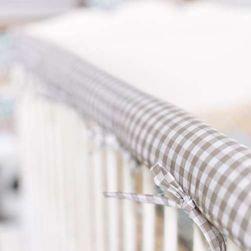 Beige crib rail guard, solid crib safety, teething pad, cotton padded rail cover, cot rail cover, mini crib railing cover