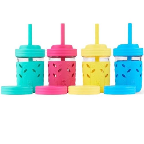 Amazon.com: Elk and Friends Kids & Toddler Cups | The Original Glass Mason jars 8 oz with Silicone Straws with Stoppers | Smoothie Cups | Spill Proof Sippy Cups for Toddlers : Home & Kitchen