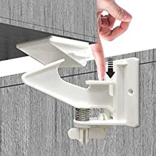 12 Pack Cabinet Locks Child Safety Latches - Vmaisi Baby Proofing Cabinets Drawer Lock with Adhesive Easy Installation - No Drilling or Extra Screws (White)