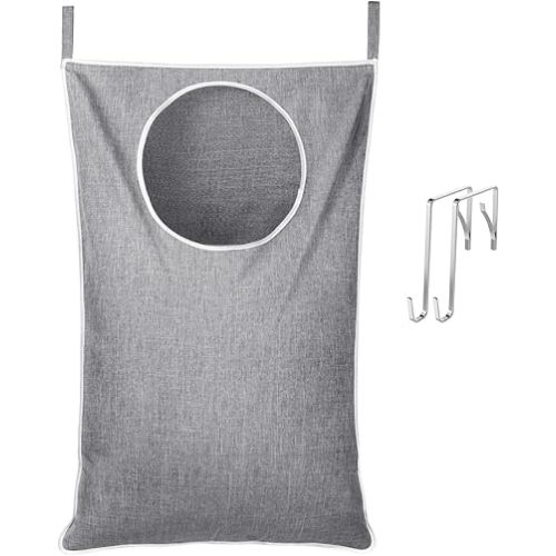 Lifewit Over Door Laundry Hamper, Large Collapsible Hanging Laundry Hamper, Hanging Laundry Basket Bag for Bathroom Bedroom Dirty Clothes Storage Organizer, Light Gray