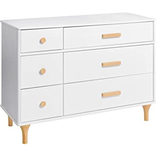 Babyletto Lolly 6-Drawer Assembled Double Dresser in White and Natural, Greenguard Gold Certified