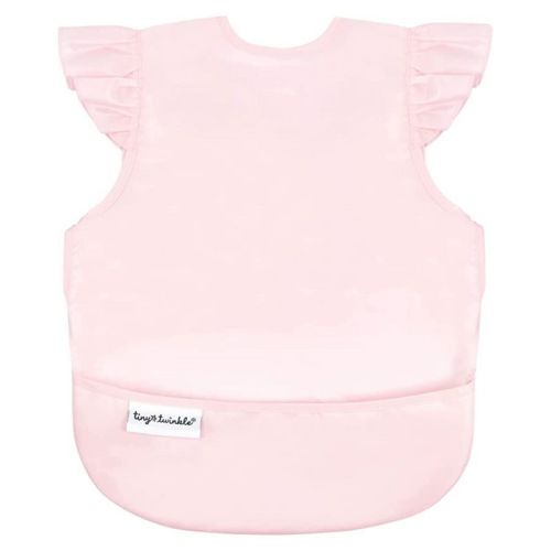 Tiny Twinkle Mess-Proof and Waterproof Baby Bib/Apron with Ruffled Shoulder, Machine Washable and BPA-Free (Cinnamon, Large 2-4 Years)