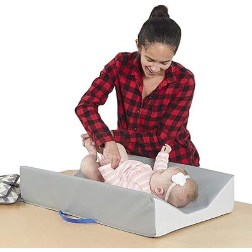 Factory Direct Partners 10421-GYLG SoftScape Ultra-Soft Daycare Baby and Infant Contoured Changing Pad, Non-Slip Bottom, Built-in Handle Easy to Transport Travel - Gray TopLight Gray
