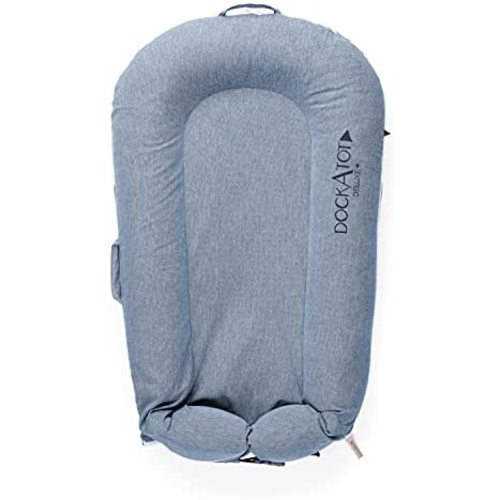 DockATot Deluxe+ Dock - The All in One Portable & Lightweight Baby Lounger - Suitable from 0-8 Months (Indigo Chambray)