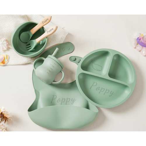 Personalized Silicone Weaning Set,Cartoon Weaning Set for Toddler Baby Kids,Feeding Set with Name,Eco-Friendly,Baby Plate,Baby Shower Gift