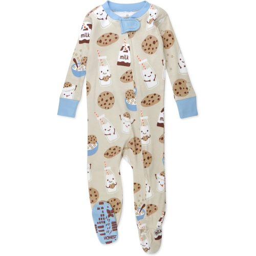 HonestBaby Non-Slip Footed Pajamas One-Piece Sleeper Zip-Front Pjs 100% Organic Cotton for Baby Boys