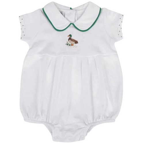 Magnolia Baby Embroidered Collared Boy Bubble Mallard Pond