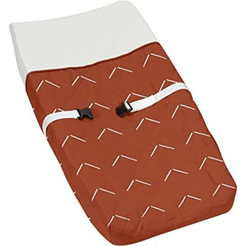 Sweet Jojo Designs Boho Arrow Boy Girl Baby Nursery Changing Pad Cover - Ivory Burnt Orange Rust Off White Farmhouse Southwest Shabby Chic Designer Chevron Neutral Bohemian Diamond Tuft Collection