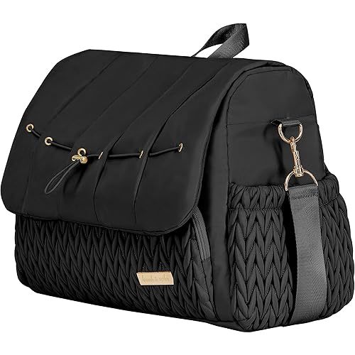 Hannah & Sophia Belle Convertible Baby Diaper Backpack & Bag in Black, Large Size, Dual Sided Water Resistant Changing Mat Included, Detachable Shoulder Straps, Easy To Use