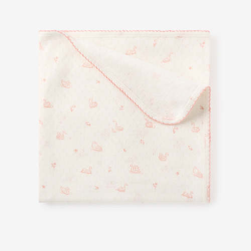 Pink Swan Print Organic Cotton Pointelle Baby Blanket PINK / 30X40