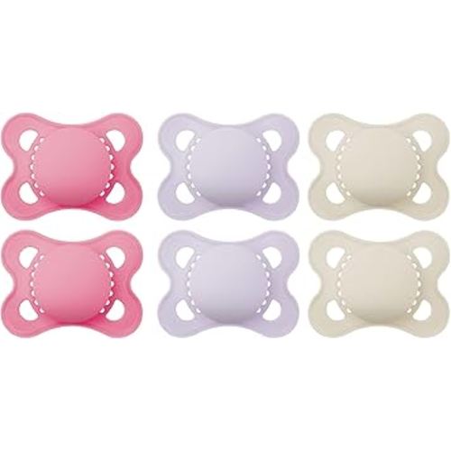 MAM Original Matte Baby Pacifiers, Binky for Girls 0-6 Months, BPA-Free Silicone Nipple, Easy to Clean, Best for Newborn Babies, Developed with Medical Experts, 6 Count Binkies
