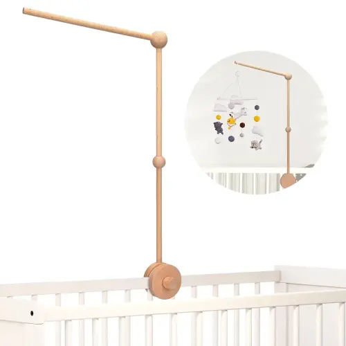 Baby Crib Mobile Arm,VKP Wooden Mobile Arm for Crib Mobile Hanger for Crib Baby Girl Nursery Decor (Wood)