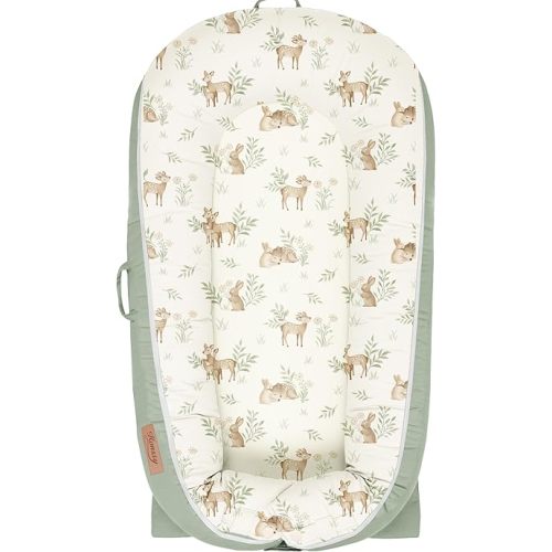 Konssy 100% Cotton Baby Lounger Cover Baby Nest Replacement Cover for Newborn Boys Girls Fits Dockatot Deluxe+ Docks Woodland (Cover Only)