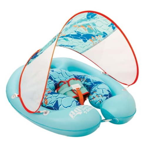 Aqua SwimSchool 2-in-1 Pool Cruiser Float for Boys, 3-18 Months, Blue Shark