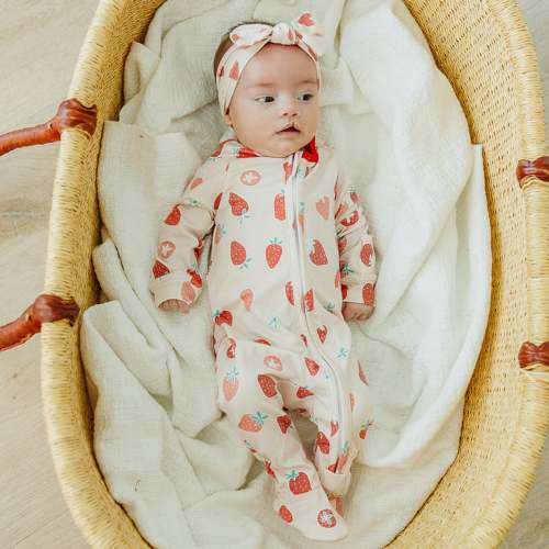 Zip-Up Footie Pajama - Strawberry