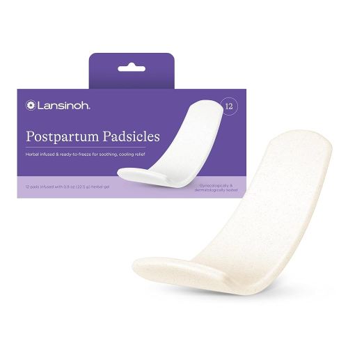Lansinoh Postpartum Cooling Pads, Perineal Ice Packs, 12 Count, Witch Hazel Pads for Postpartum Care, Padsicles with Cooling and Comforting Aloe Vera