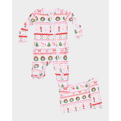 Girl's Sugar Plum Fairy Nutcracker 2-Way Zip Footie & Blanket Set, Size Newborn-9M