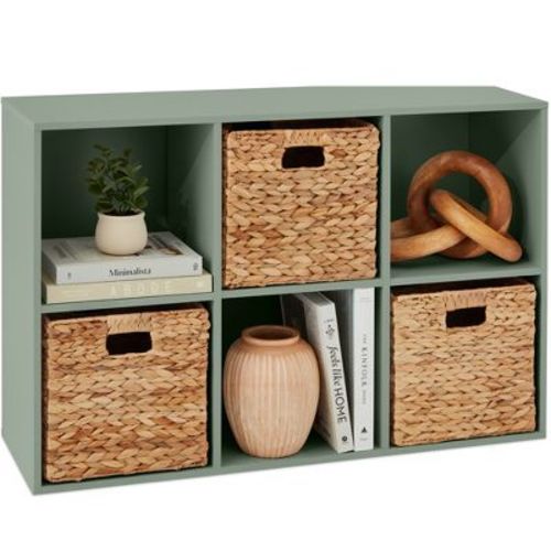 Best Choice Products 6-cube Bookshelf, 11in Display Storage System, Organizer W/ Removable Back Panels - Sage