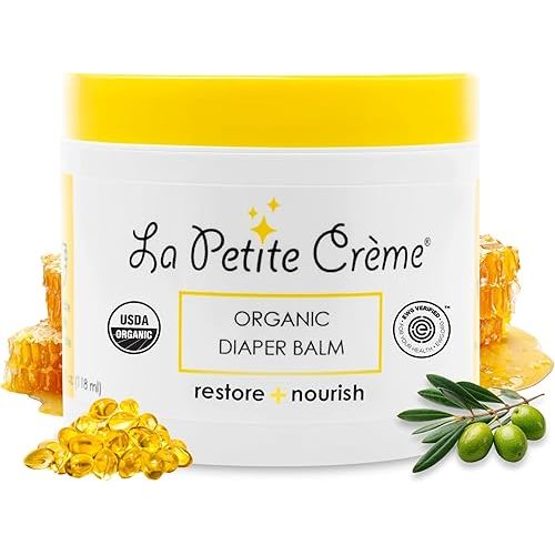 La Petite Creme French Organic Diaper Balm (4 oz) - Healing & Nourishing Diaper Cream - Gentle & Safe Liniment Baby Lotion - USDA Certified Organic - Baby Essentials for Newborn