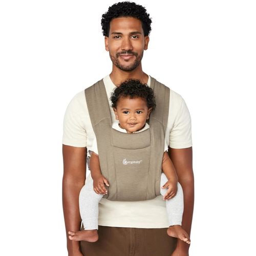 Ergobaby Embrace Baby Carrier Newborn to Toddler - Lightweight Ergonomic Baby Carriers - Cozy Essentials (7-25 Pounds), Ponte Knit, Olive