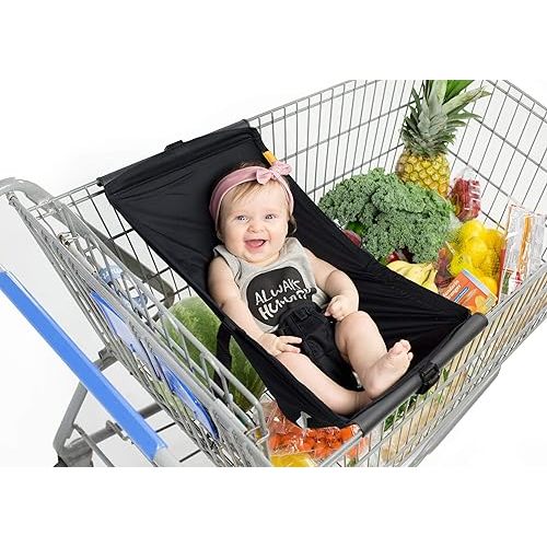 Shopping Cart Hammock for Infants and Toddlers, Cart Seats for Babies, for All Car Seat Models, Grocery Cart Hammock for Baby, Capacity of up to 50 lbs, Black