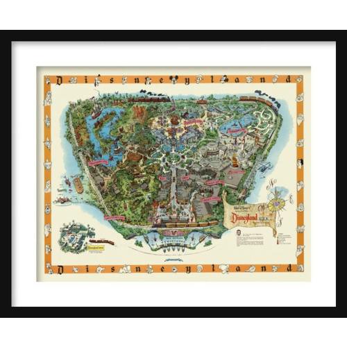 Disneyland Map - Disney Map - Vintage - 1958 - Panoramic - Birds Eye View - Map of Disneyland- Print - Poster - Magic Kingdom