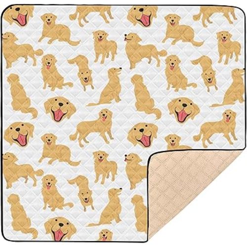 Golden Retriever Dog Baby Playmat Washable Playroom Crawling Mat Non-Slip Play Mats for Floor 50x50 Mat