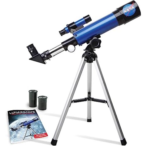 NASA Lunar Telescope for Kids – 90x Magnification, Includes Two Eyepieces, Tabletop Tripod, and Finder Scope- Kids Telescope for Astronomy Beginners, Space Toys, NASA Gifts (Amazon Exclusive)