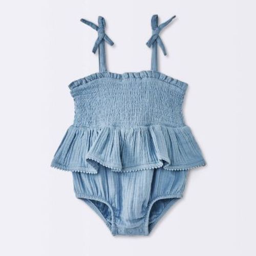 Baby Girls' Crochet Romper - Cloud Island™ Blue 6-9M